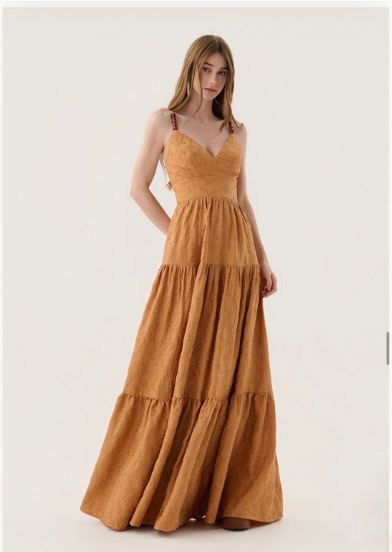 Lore - Long Layered Dress with Trim