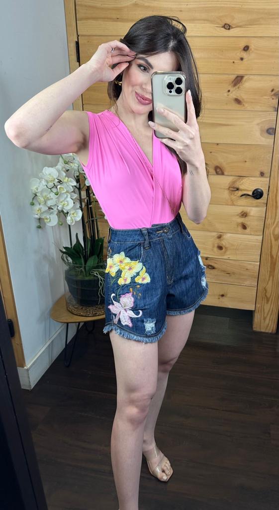 Contra Sensura - Shorts Jeans Embroidery