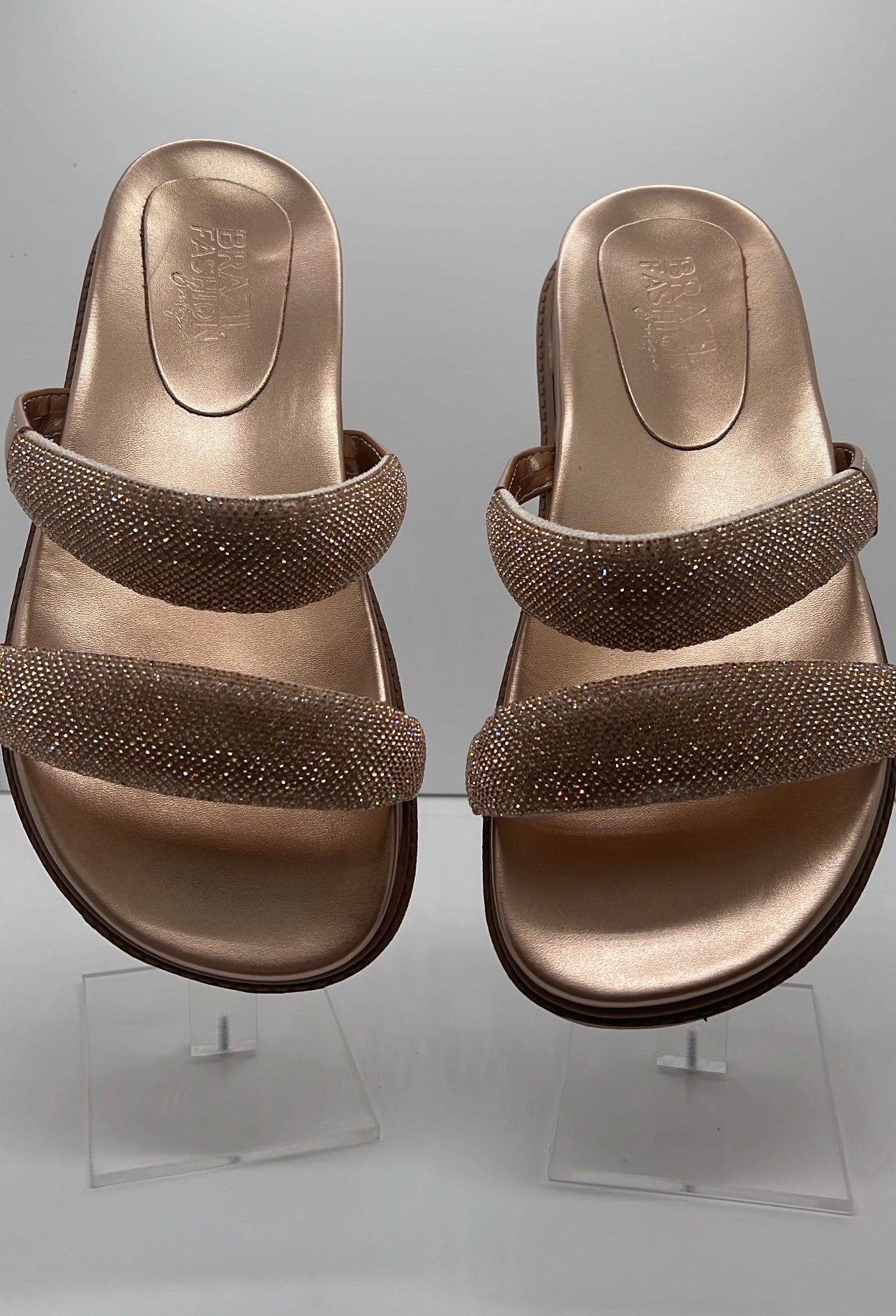 Bfb Shoes - Rhinestone Flat Papete 2 Strips