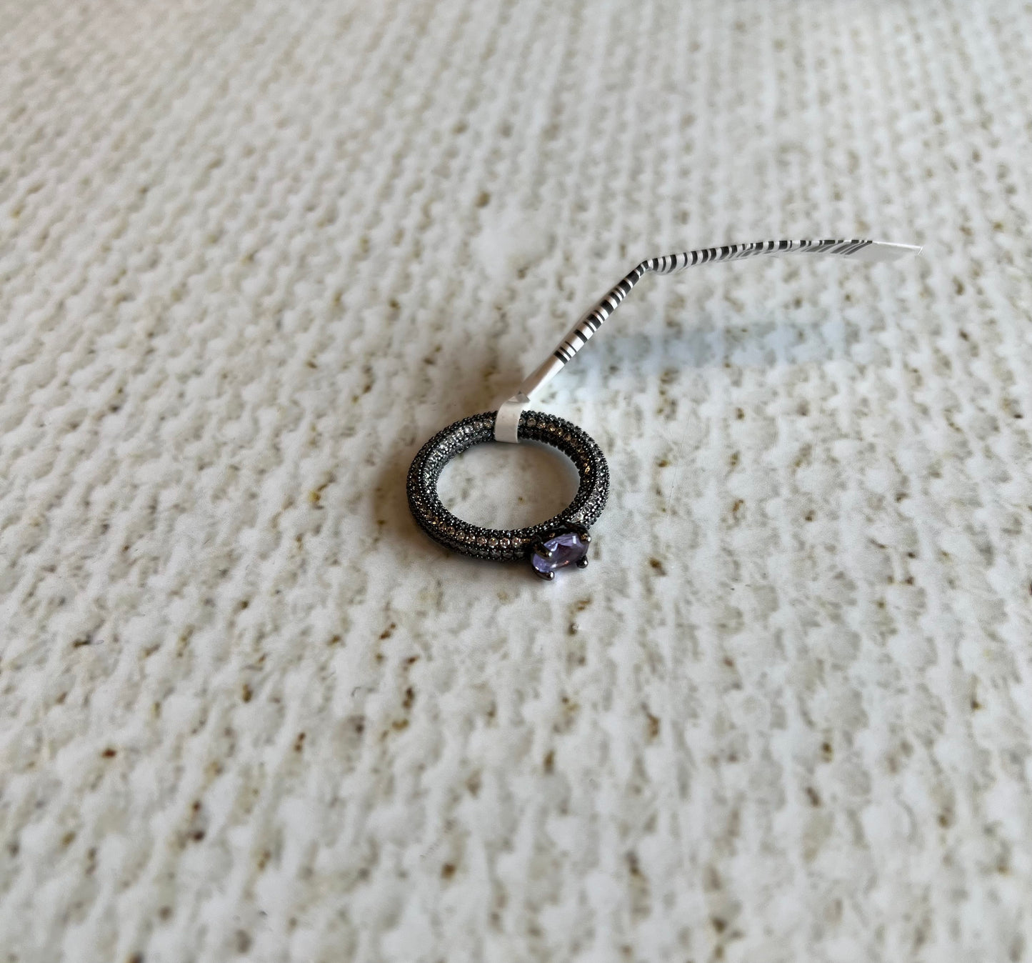 Nuria - Black Rhodium Ring with Center Stone