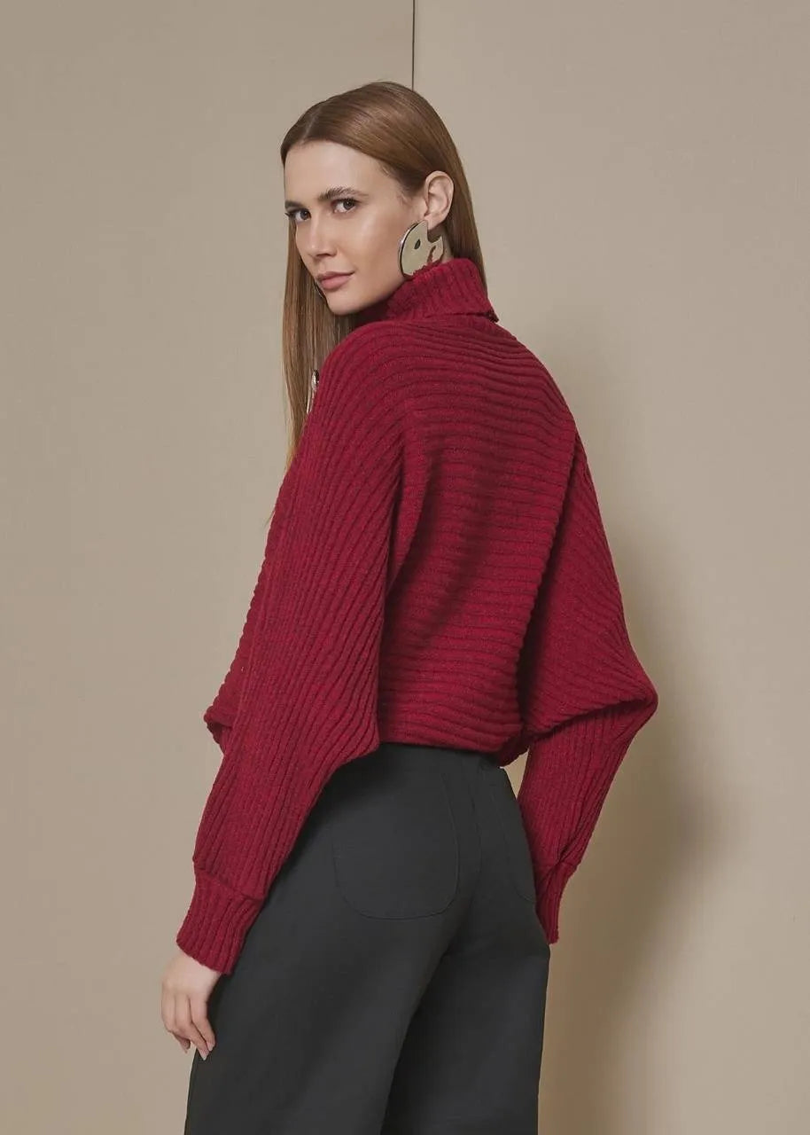 Lore - Ribbed Long-Sleeve Knit Blouse