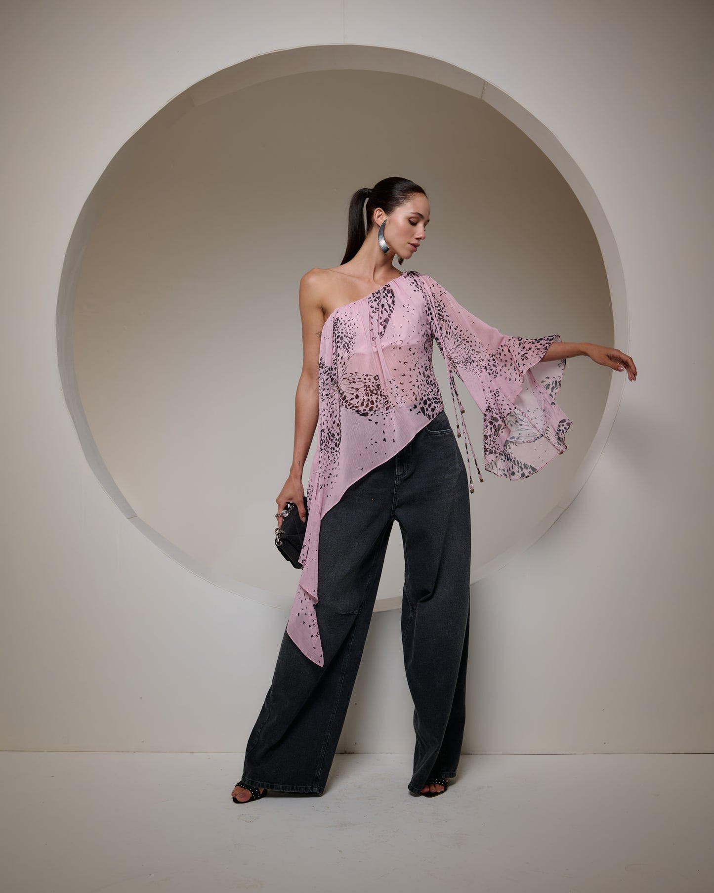 Bfly - Asymmetrical Butterfly Ruffled Blouse