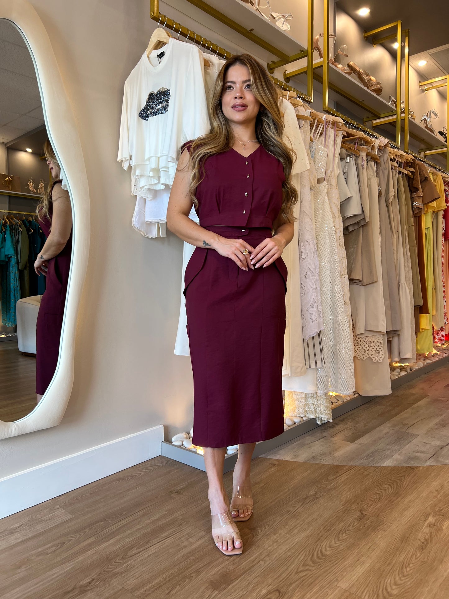 Karmani - Twill Vest and Skirt Set