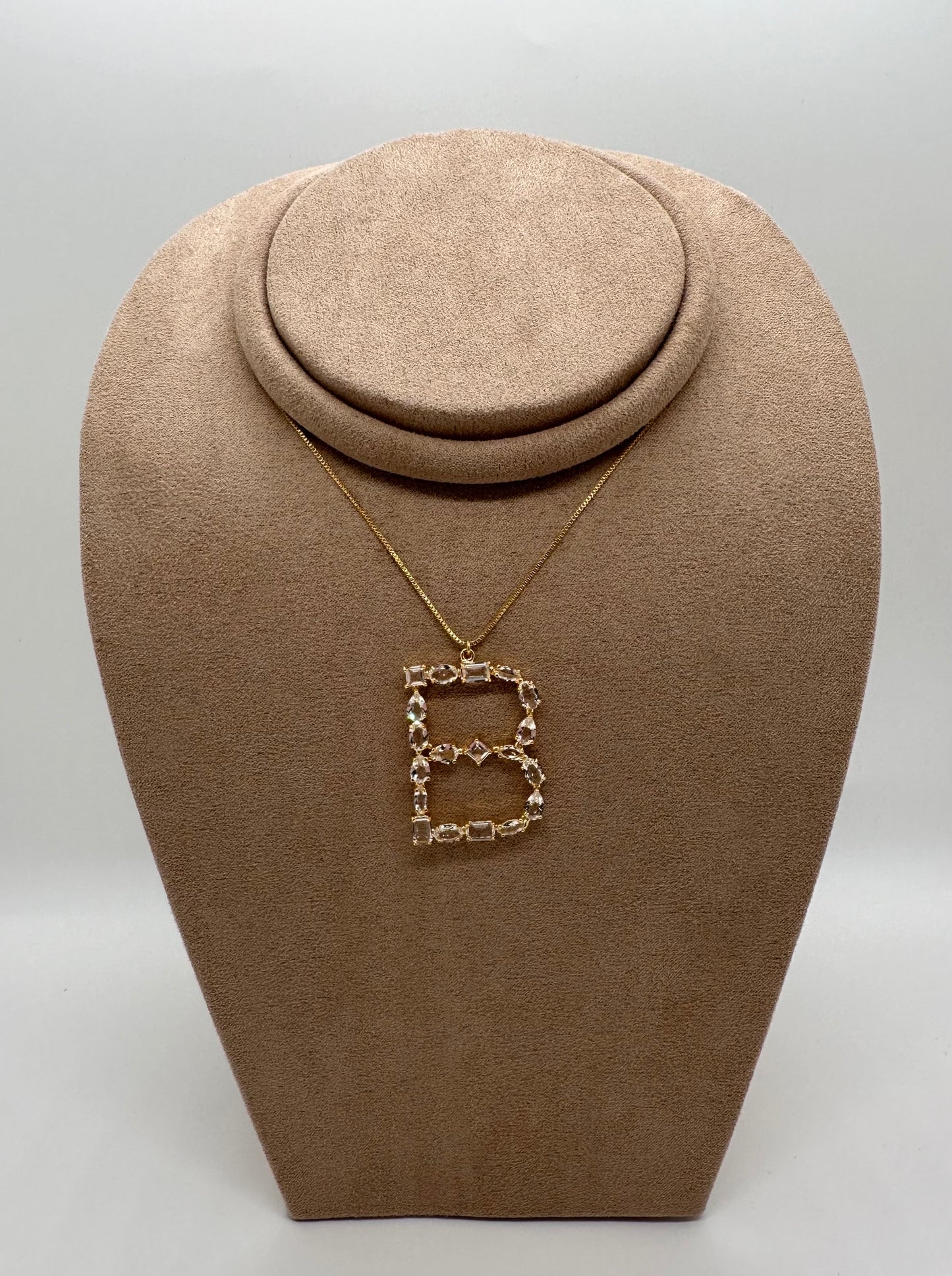 Nuria - Large Letter Semi-Jewelry Necklace W/ Stones