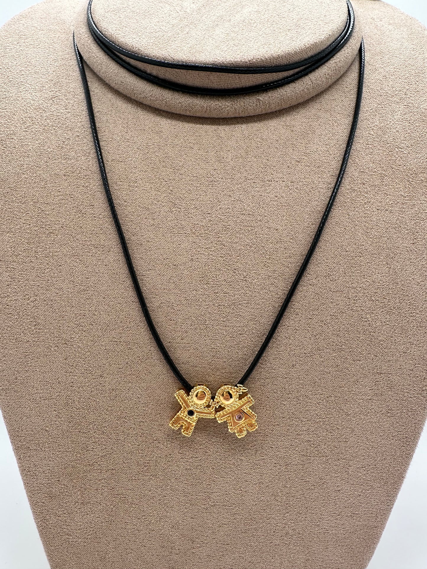 Nuria - Black Leather Lacing Necklace