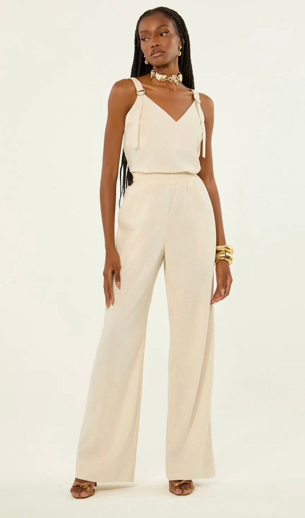 Lore - Set Linen Greco Blouse Pants Set