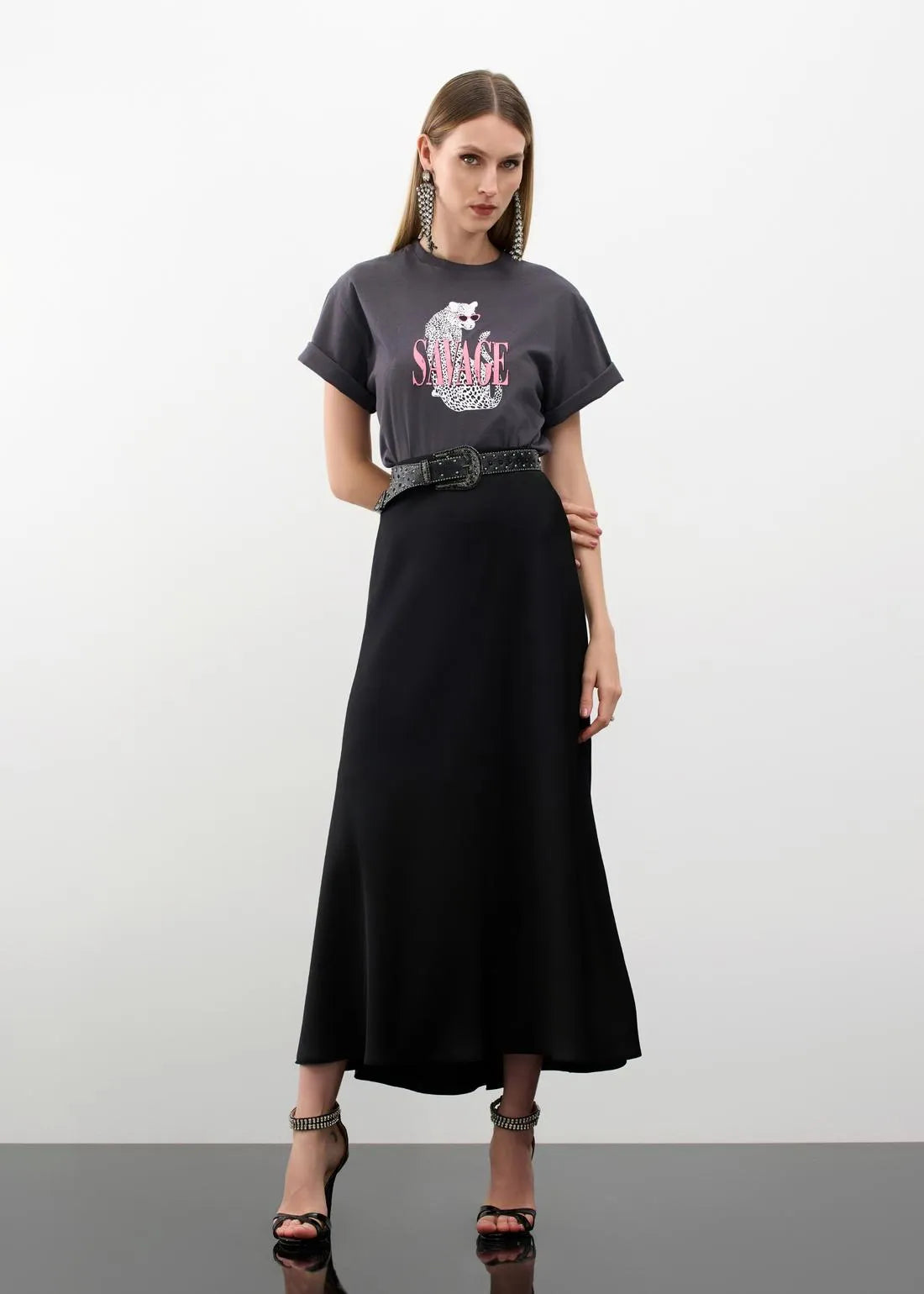 Lore - Crepe Maxi Midi Skirt