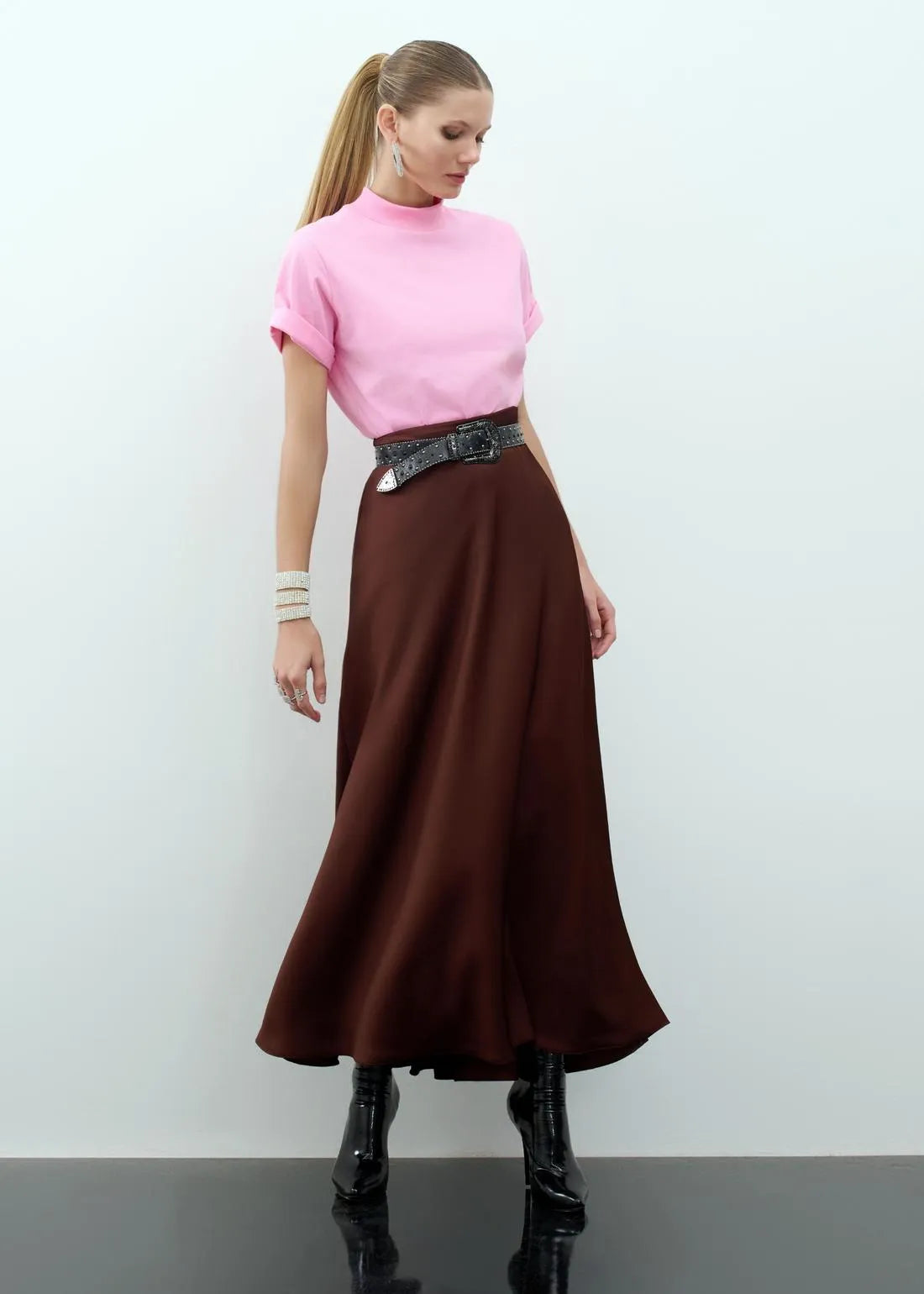 Lore - Crepe Maxi Midi Skirt