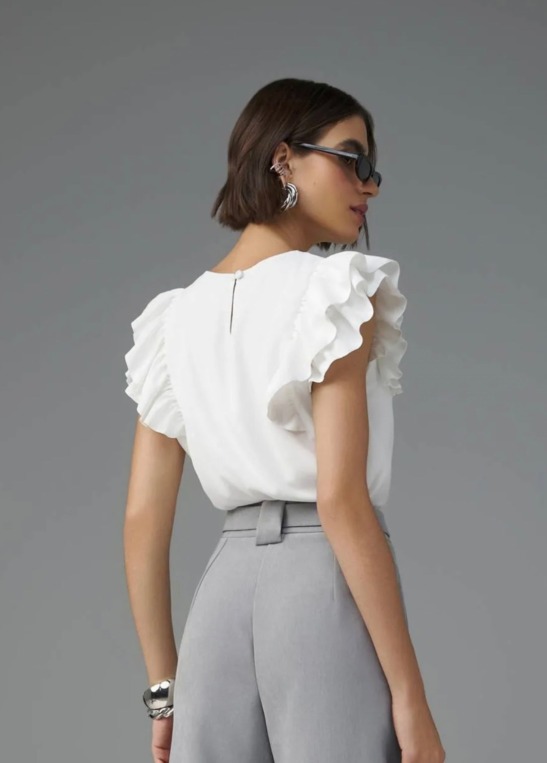 Lore - Double Ruffled Crepe Soft Tank Top
