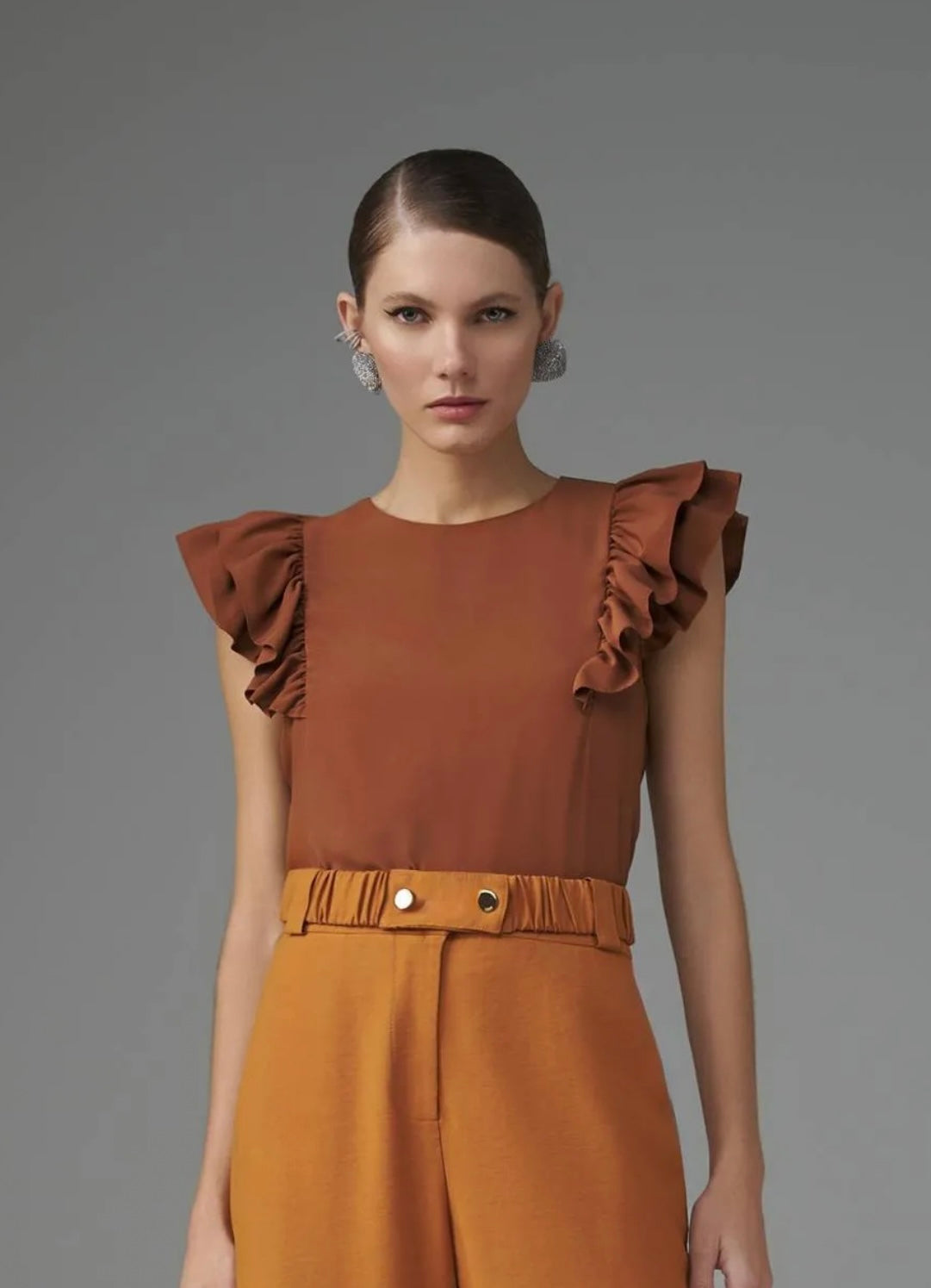 Lore - Double Ruffled Crepe Soft Tank Top