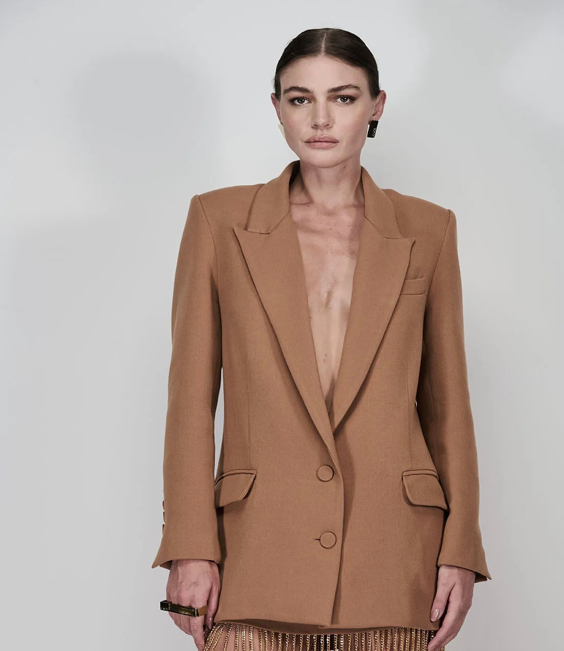Caos - Tailored Maxi Blazer/Button Details