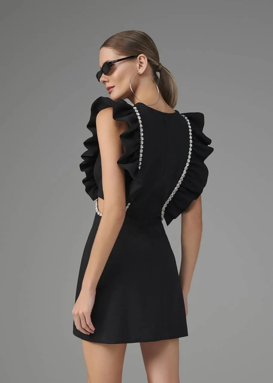 Lore - Short Ruffled Embroidered Dress