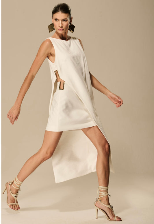 Caos - Long Side Blouse Skirt Set w/ Metal