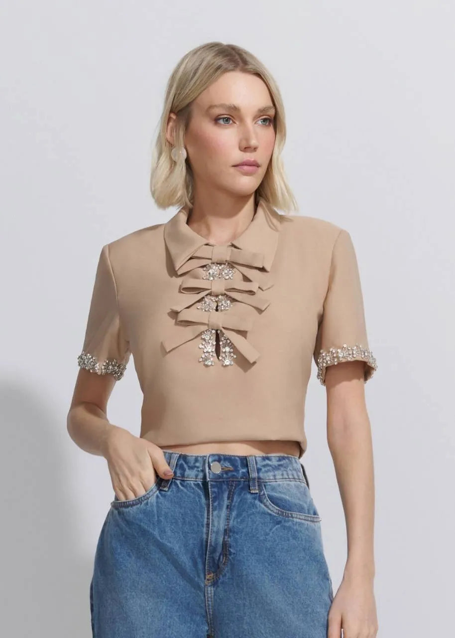 Lore - Crepe Lace Embroidery Blouse