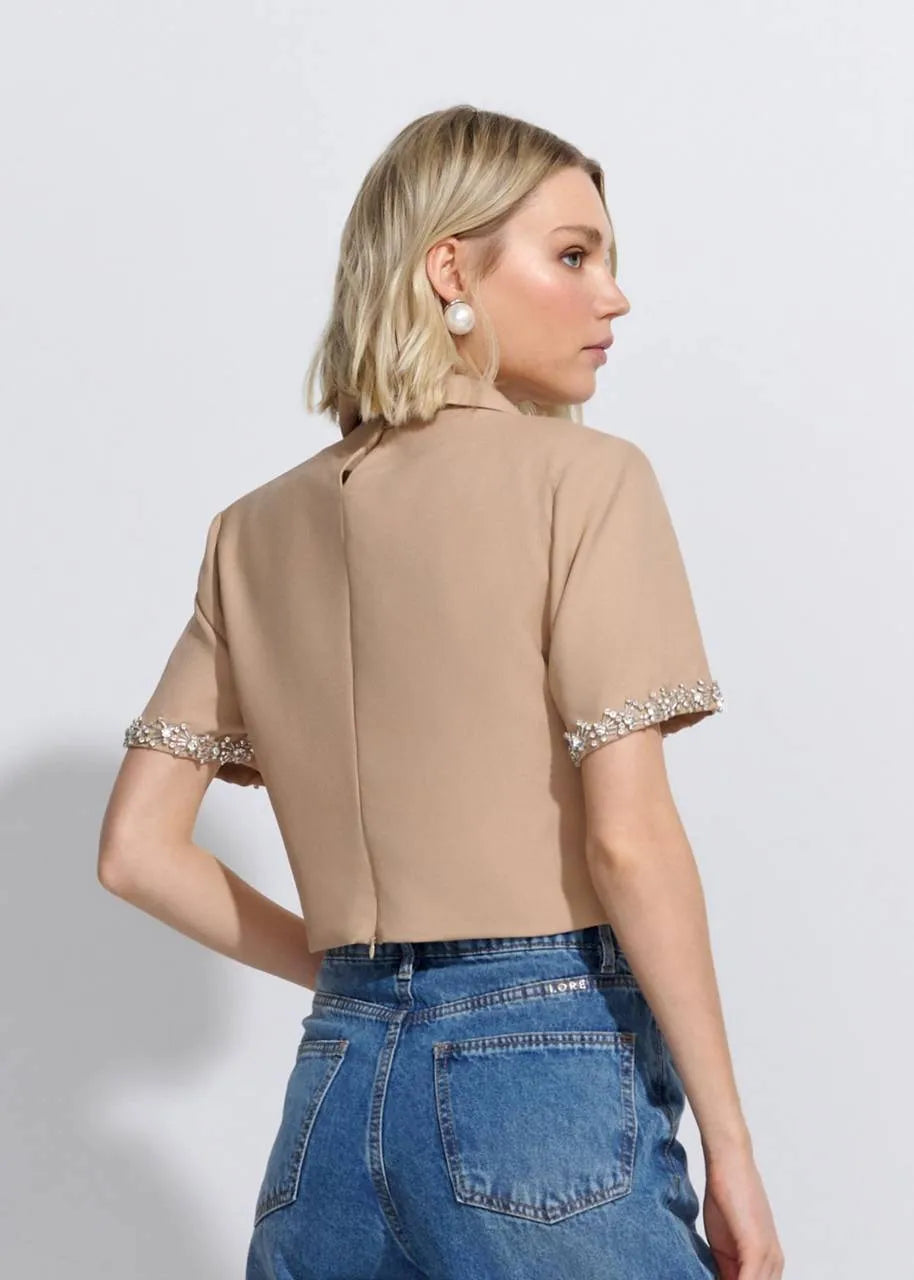 Lore - Crepe Lace Embroidery Blouse