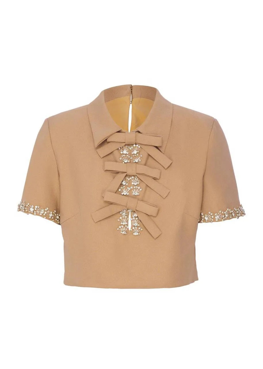 Lore - Crepe Lace Embroidery Blouse