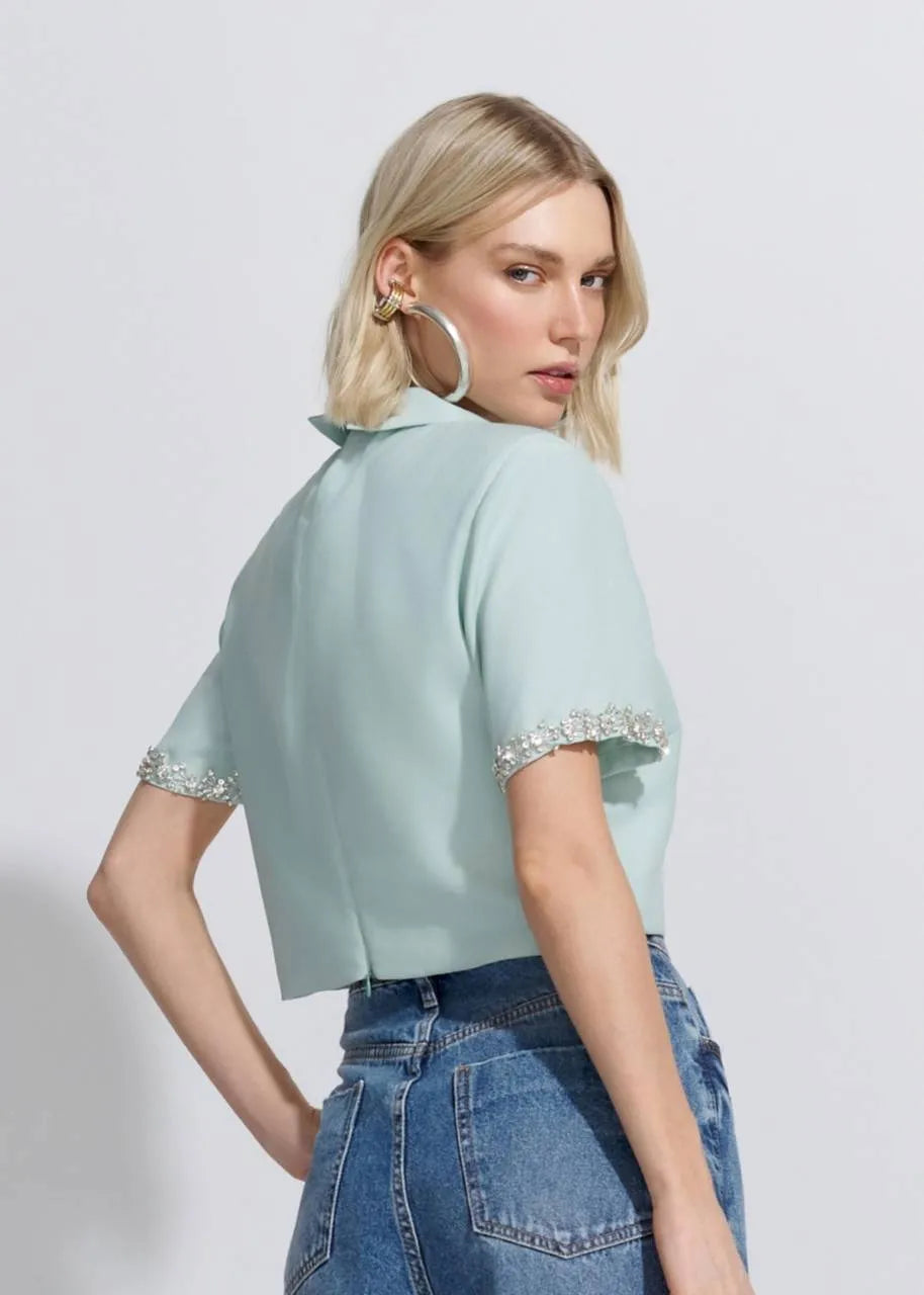 Lore - Crepe Lace Embroidery Blouse