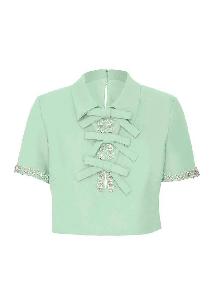 Lore - Crepe Lace Embroidery Blouse