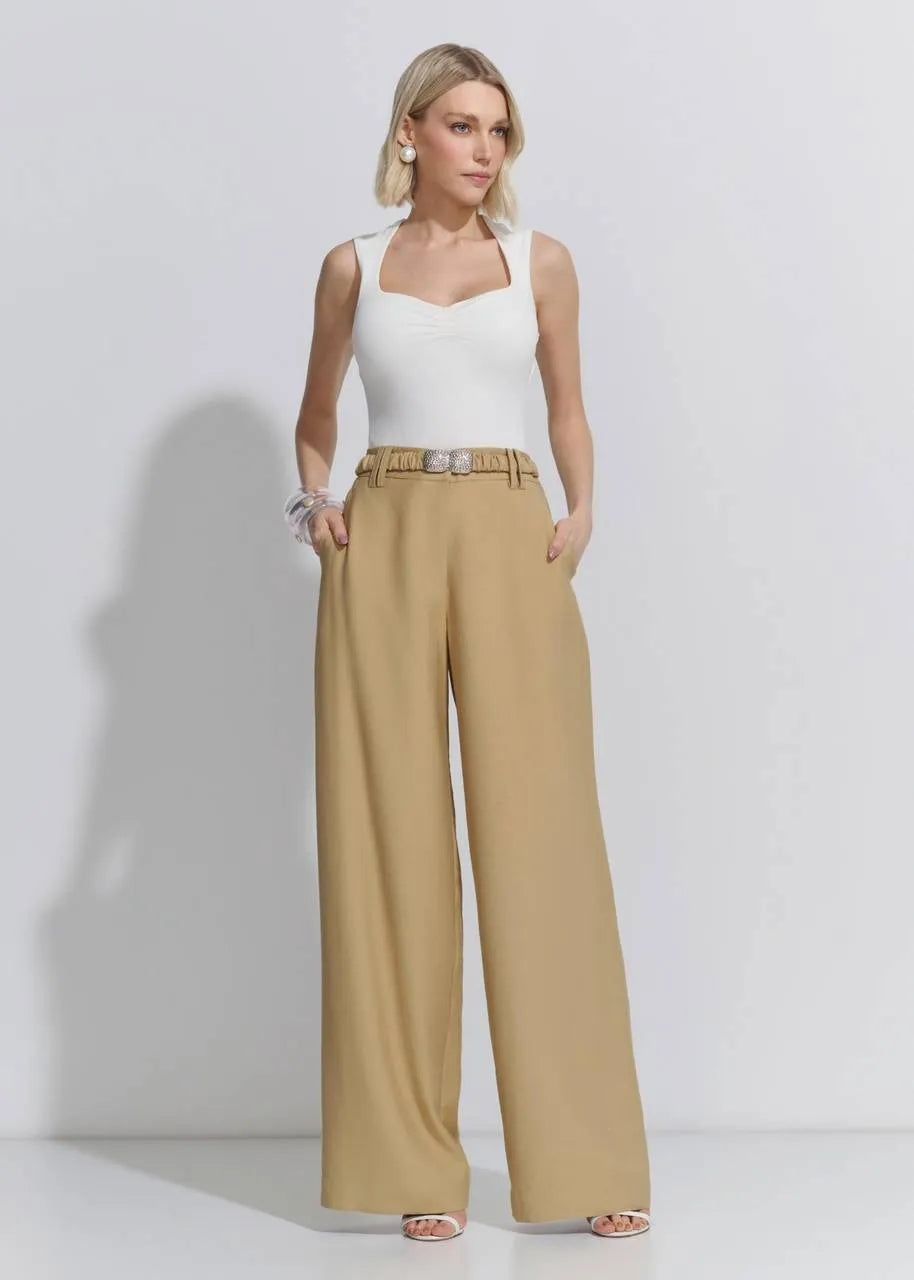 Lore - Wide Leg Pants w/ Visco Metal Belt