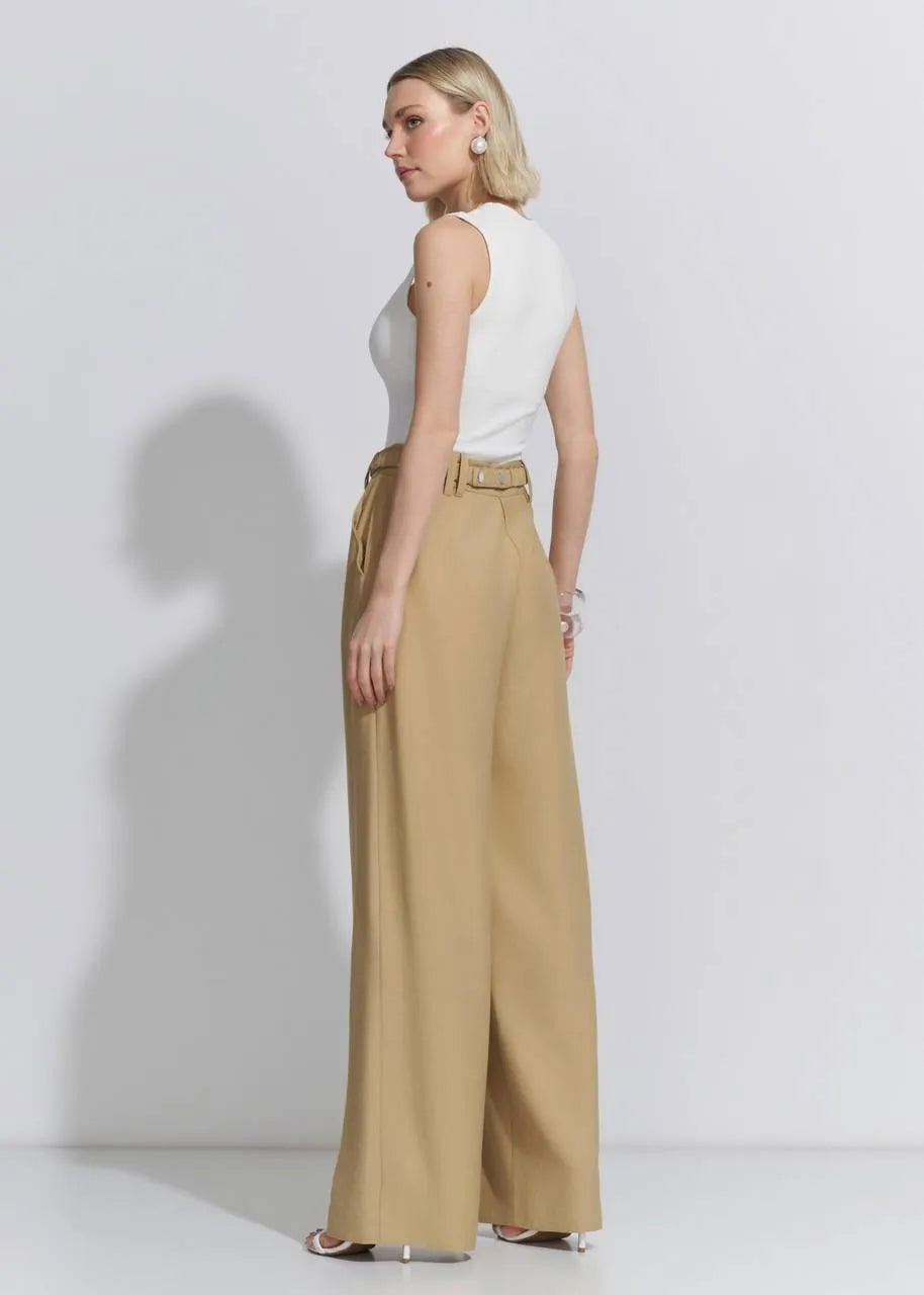 Lore - Wide Leg Pants w/ Visco Metal Belt