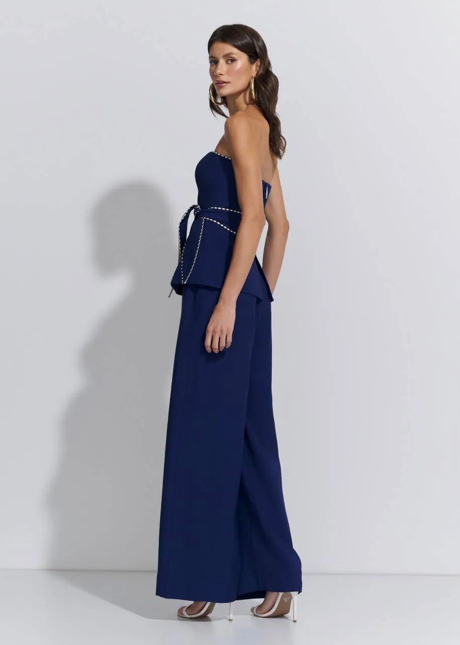 Lore - Strapless blouse/wide leg pants set