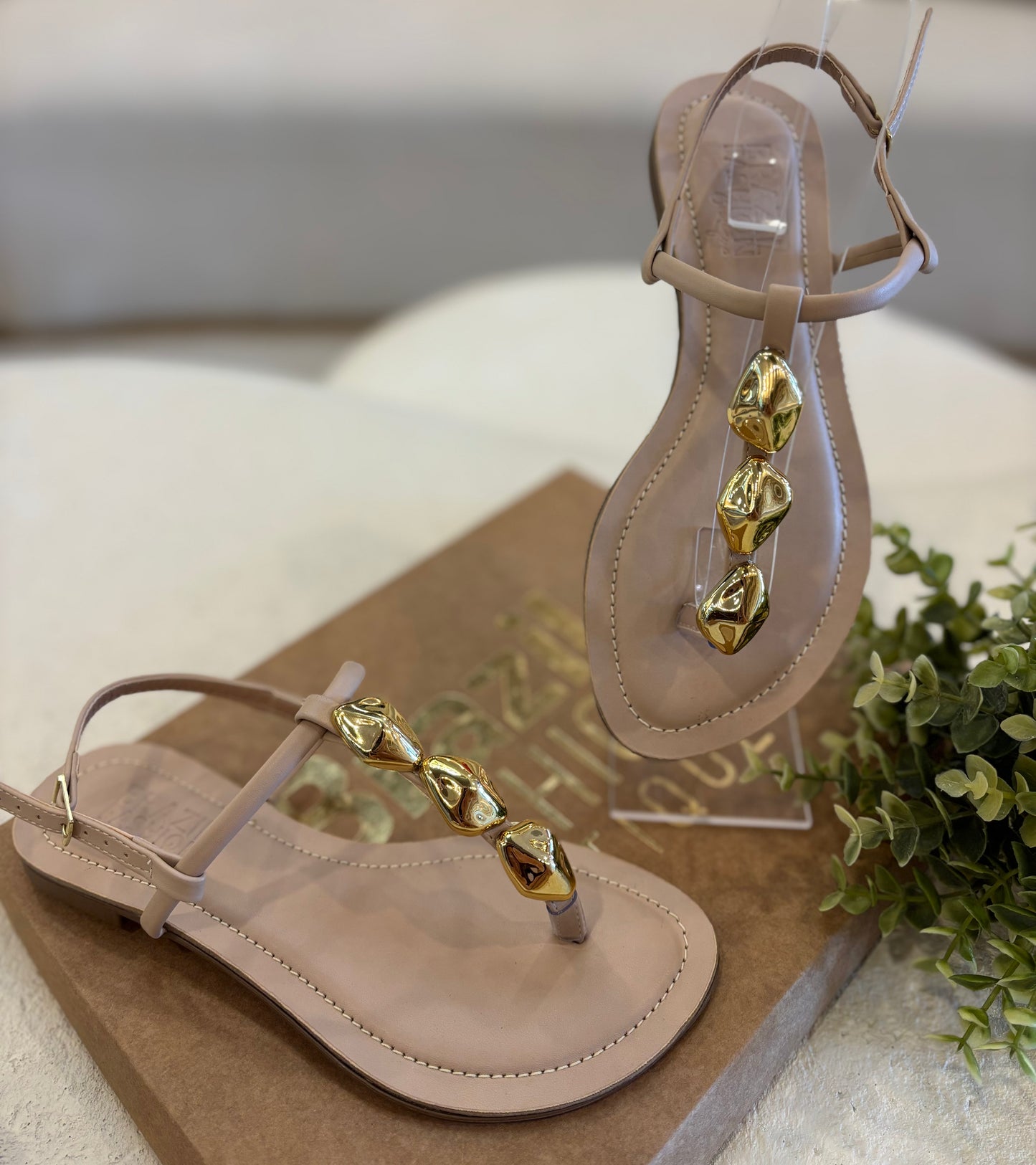 Bfb - Organic Shaped Gold Detail Sandals