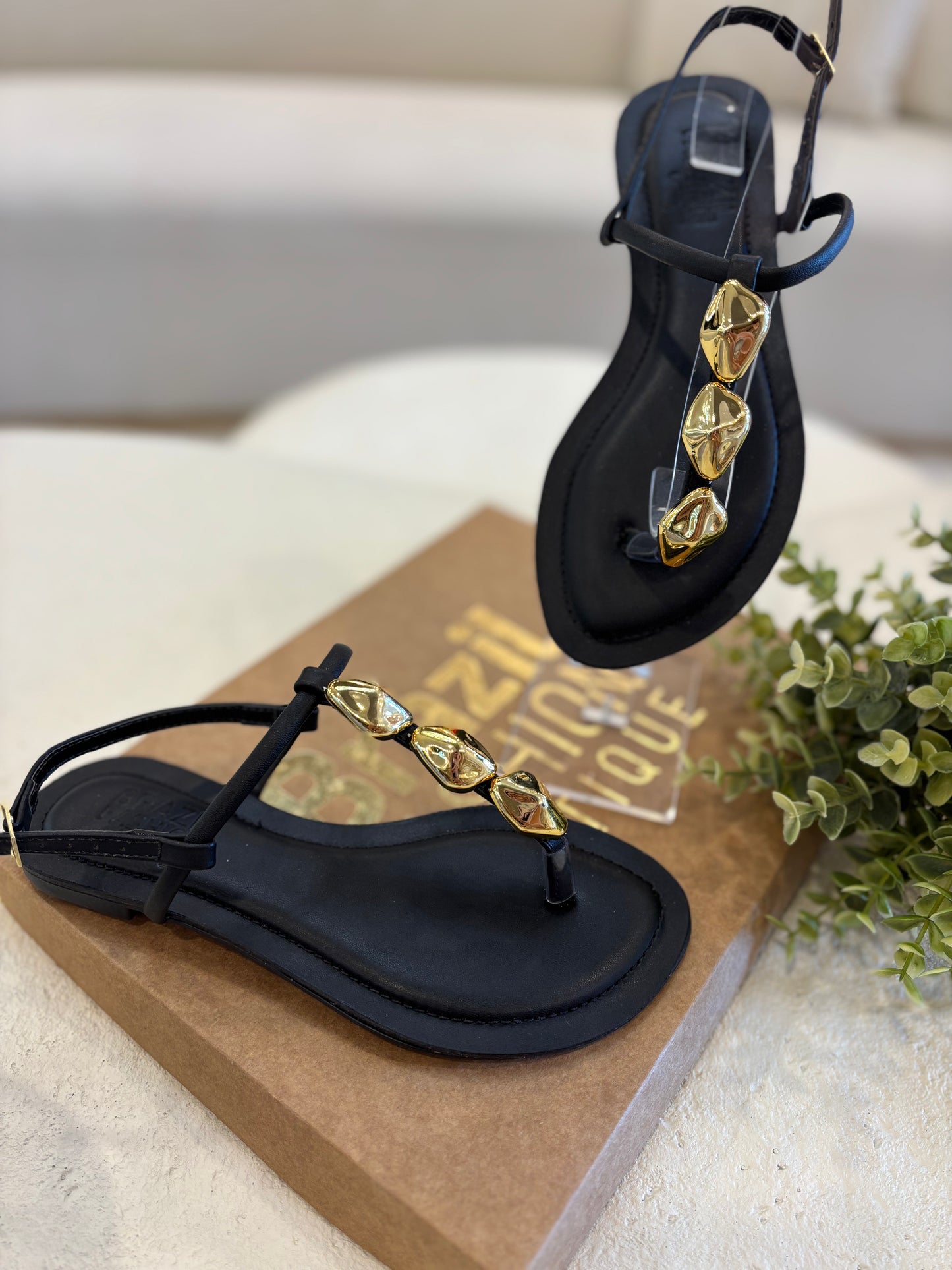 Bfb - Organic Shaped Gold Detail Sandals