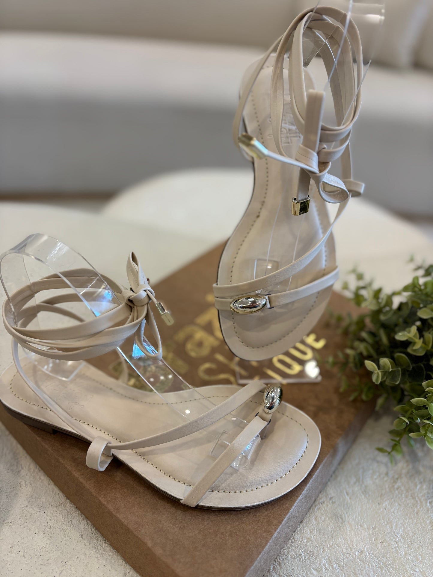 Bfb - Vanilla Flat Sandals w/ Silver Detail