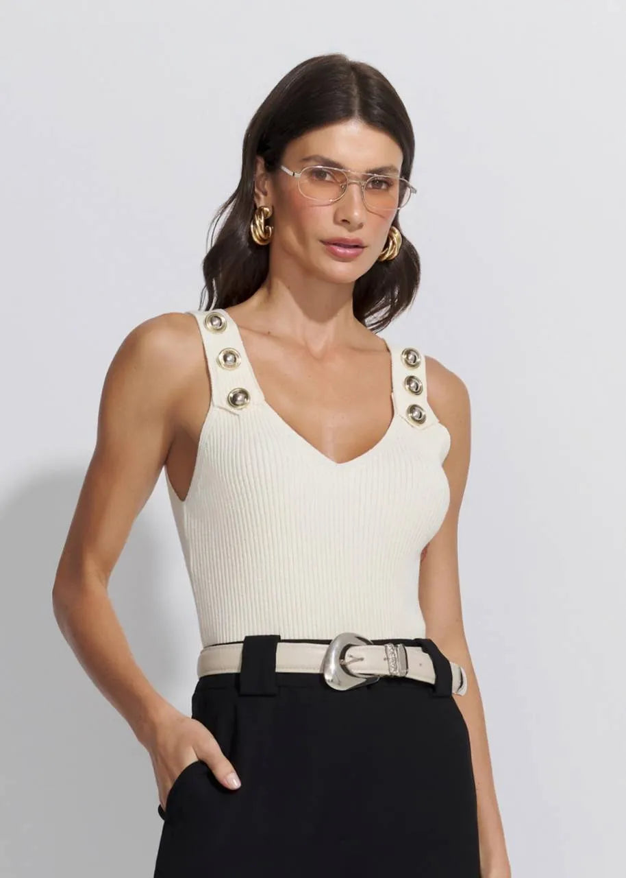 Lore - Knitted Button-On-Strap Blouse