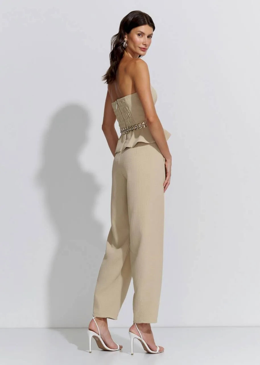 Lore - Barrel Peplum Top and Pants Set