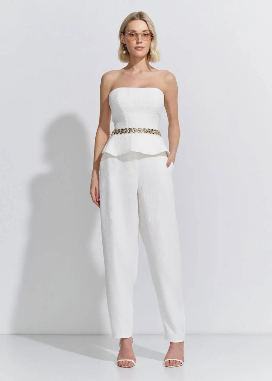 Lore - Barrel Peplum Top and Pants Set