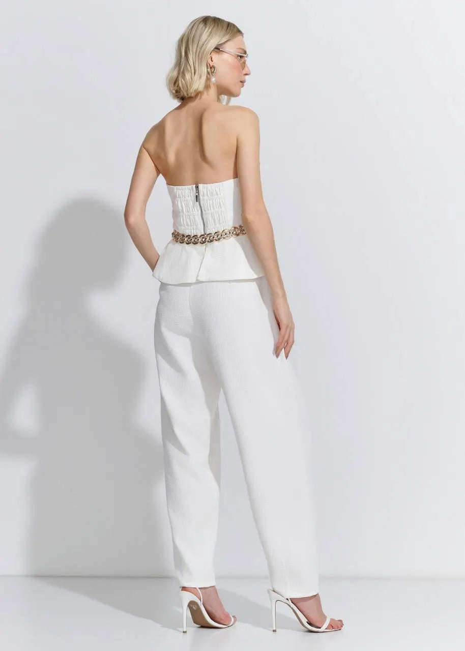 Lore - Barrel Peplum Top and Pants Set