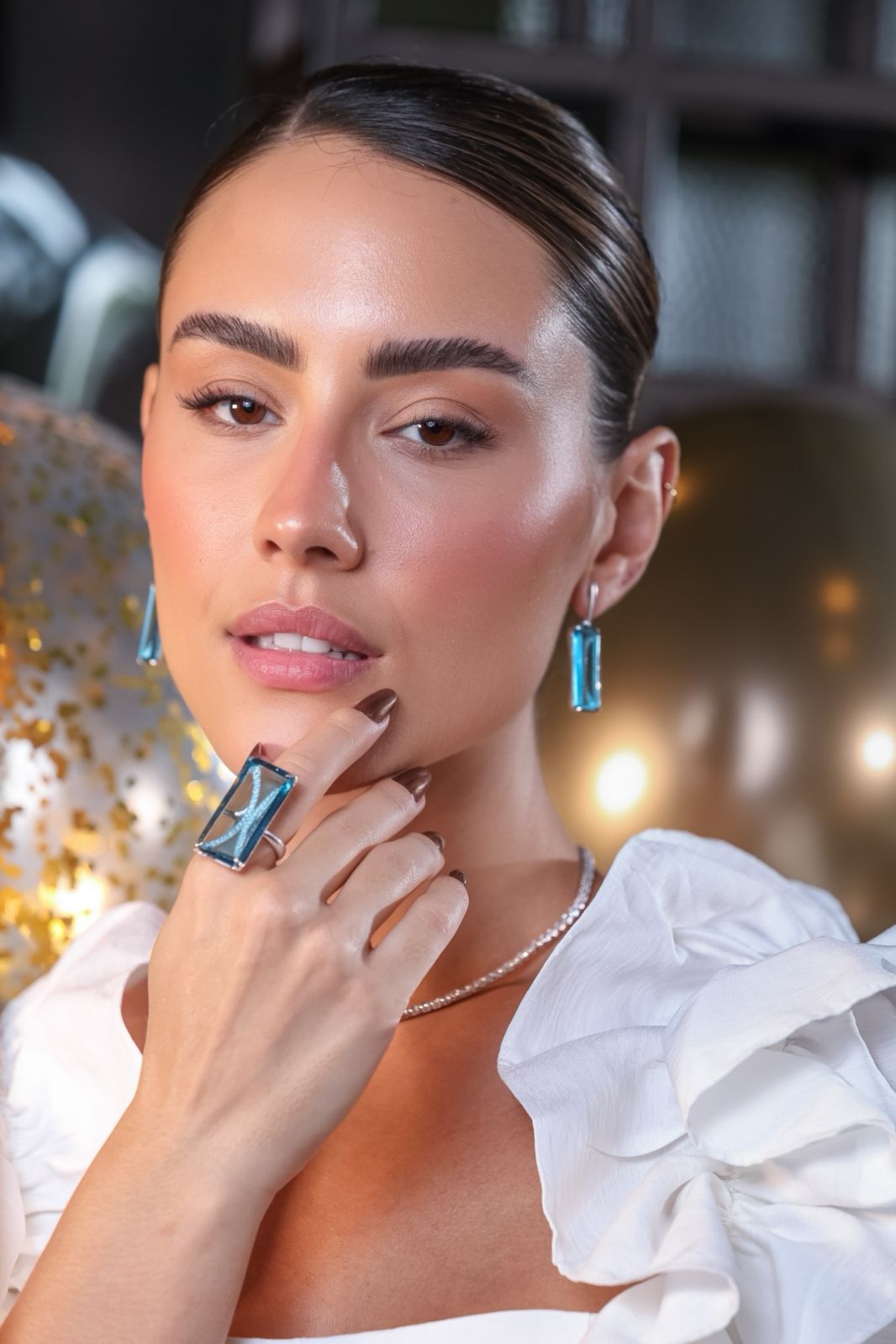 Nuria - Blue Stone Earring and Ring Set
