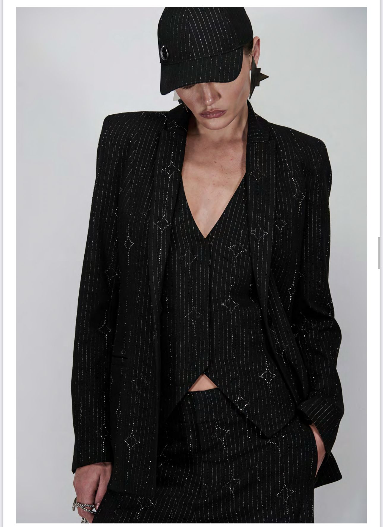 Caos - Pinstripe Blazer with Transfer