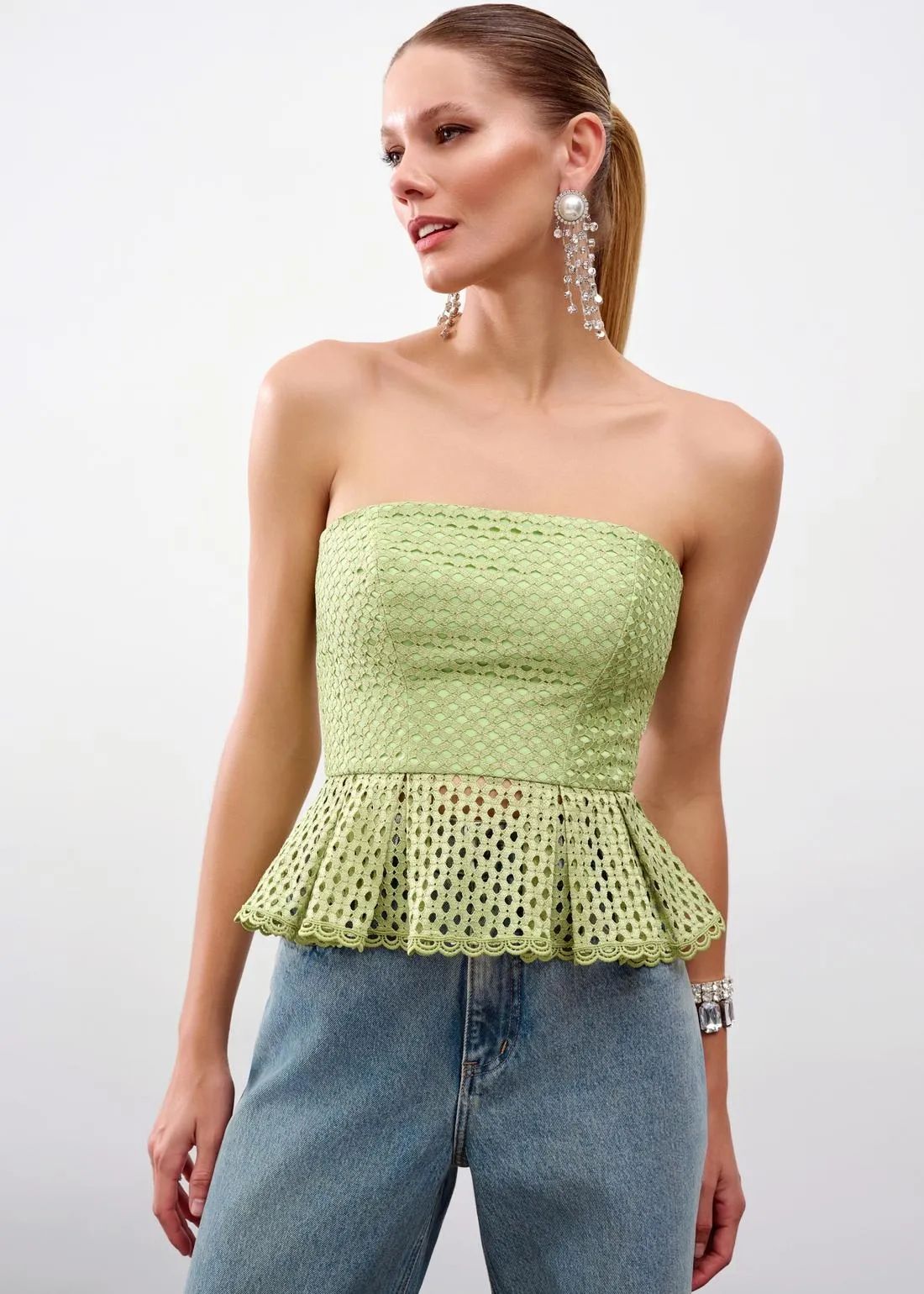 Lore - Lace Peplum Top