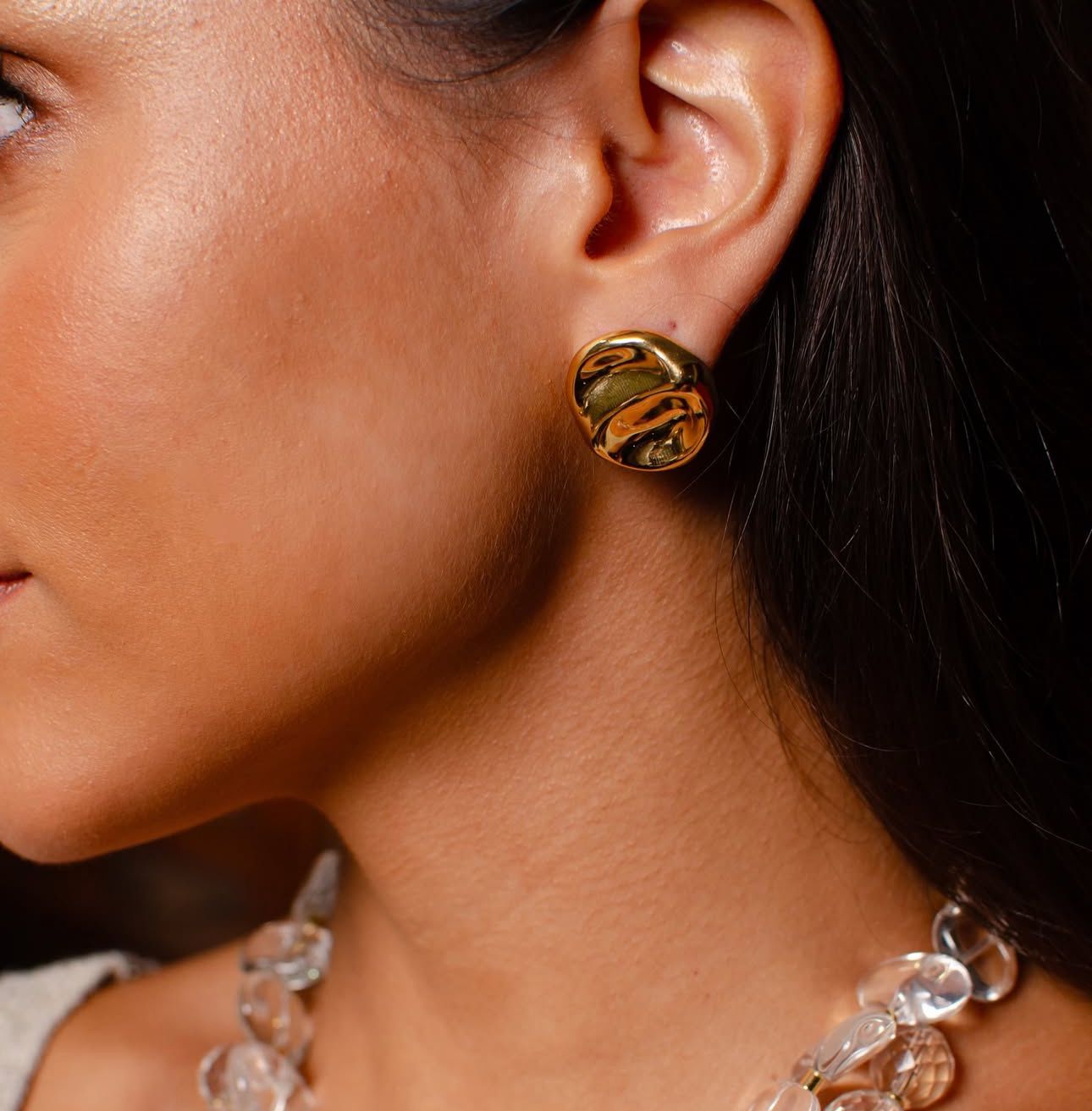 Nuria - Gold Tambourine Earrings