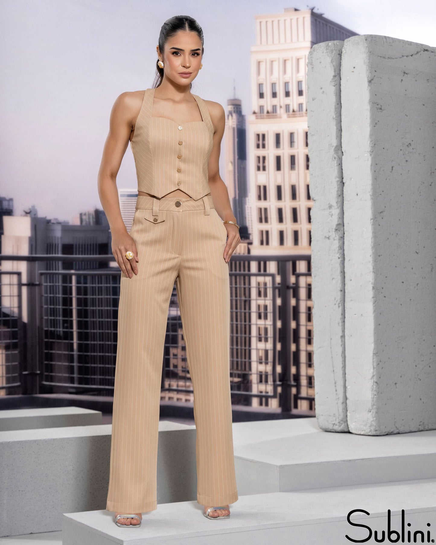 Sublini - Sublini - Chalk Stripe Top/Pants Set
