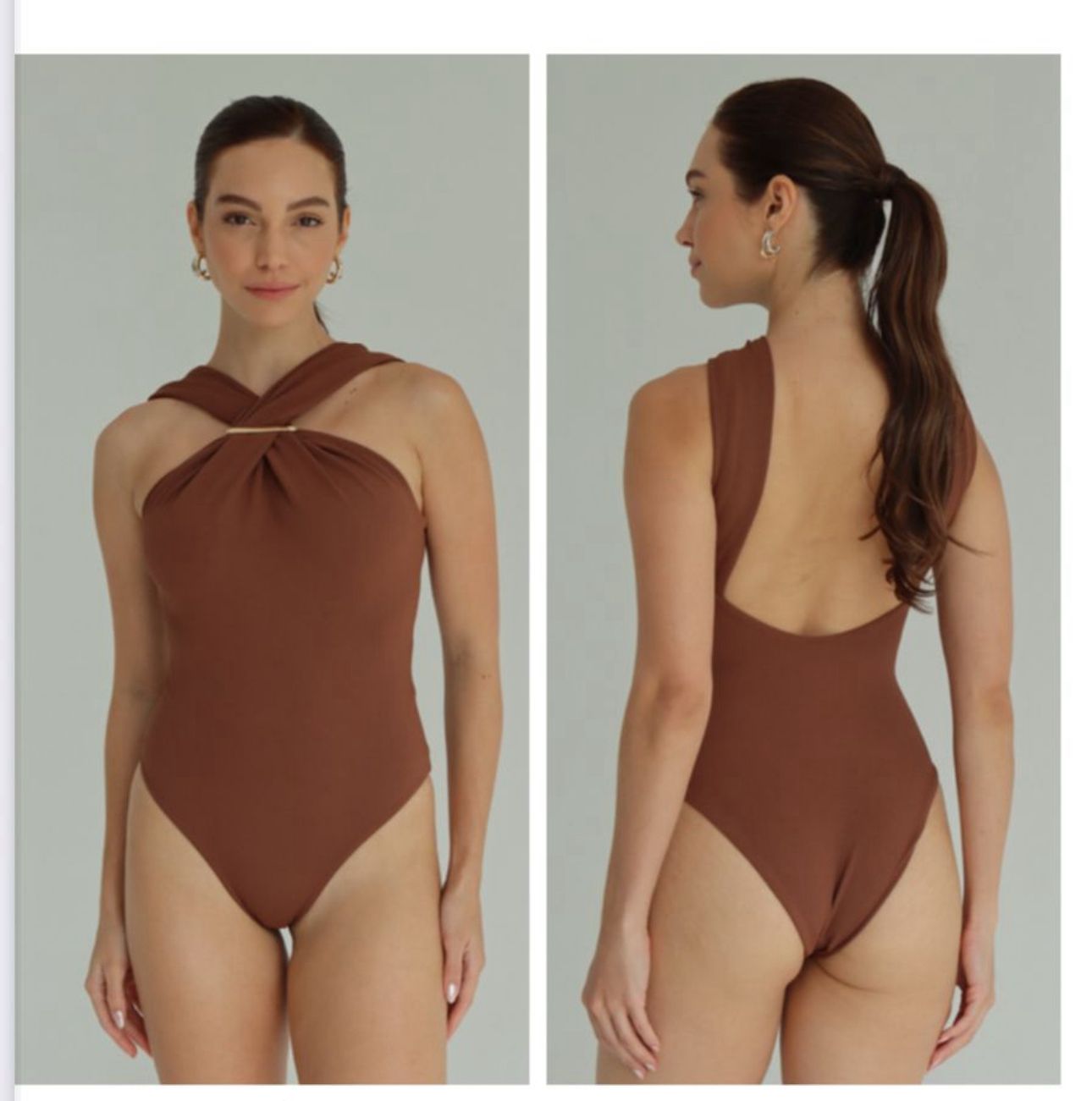 Doux - Cocoa Cross Strap Swimsuit