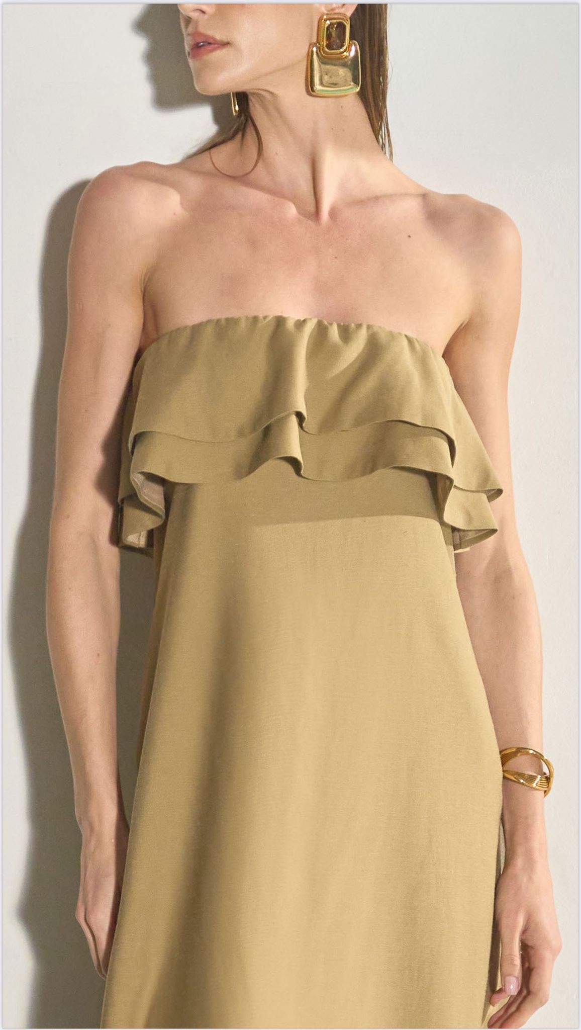 Anne Fernandes - Strapless Ruffle Bust Dress
