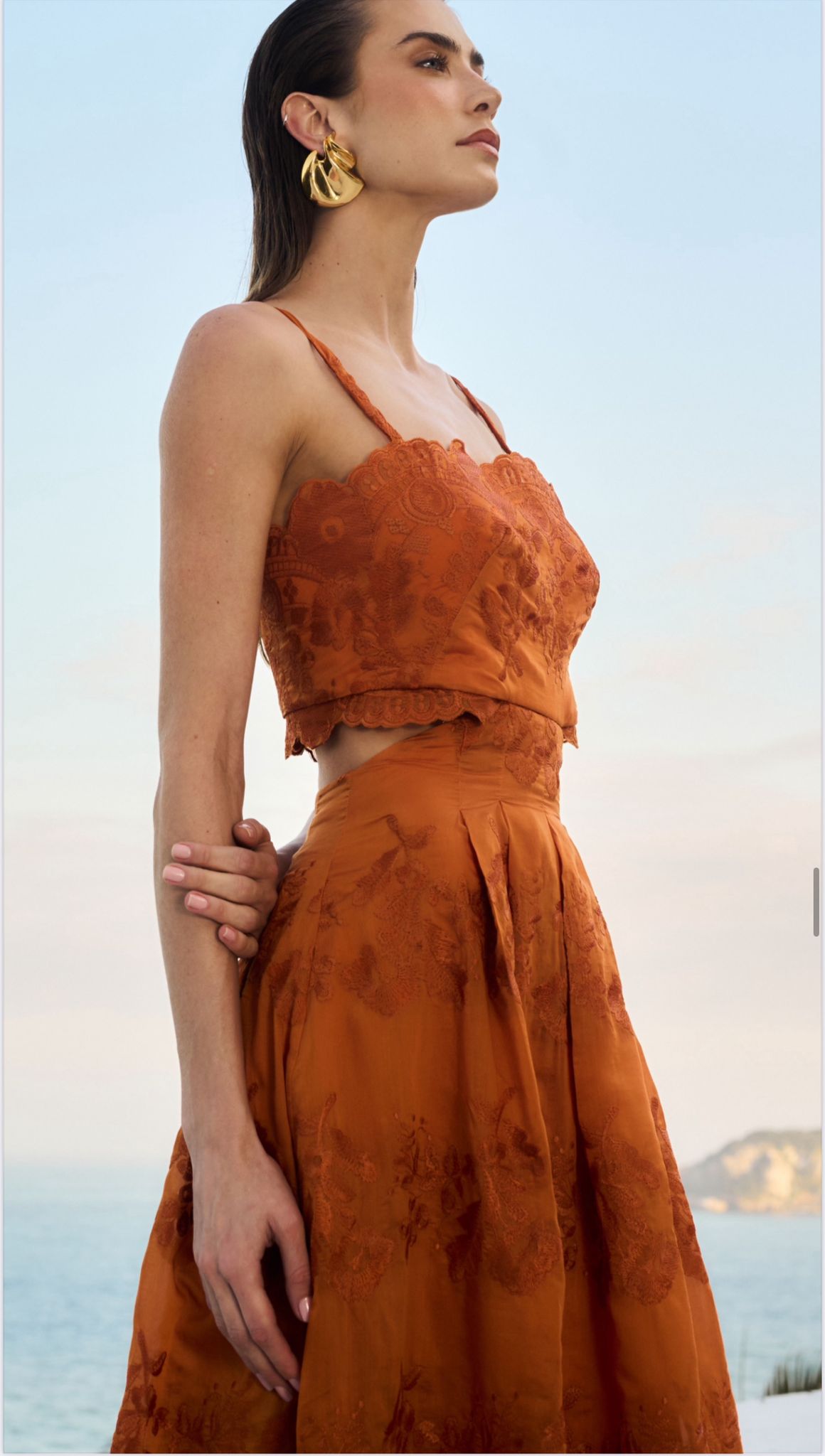 Anne Fernandes - Lace Midi Dress Pleats