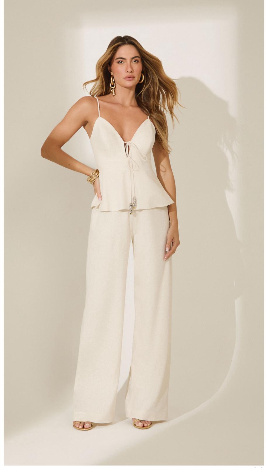 Isa Paes - Long Linen Pepplum Jumpsuit