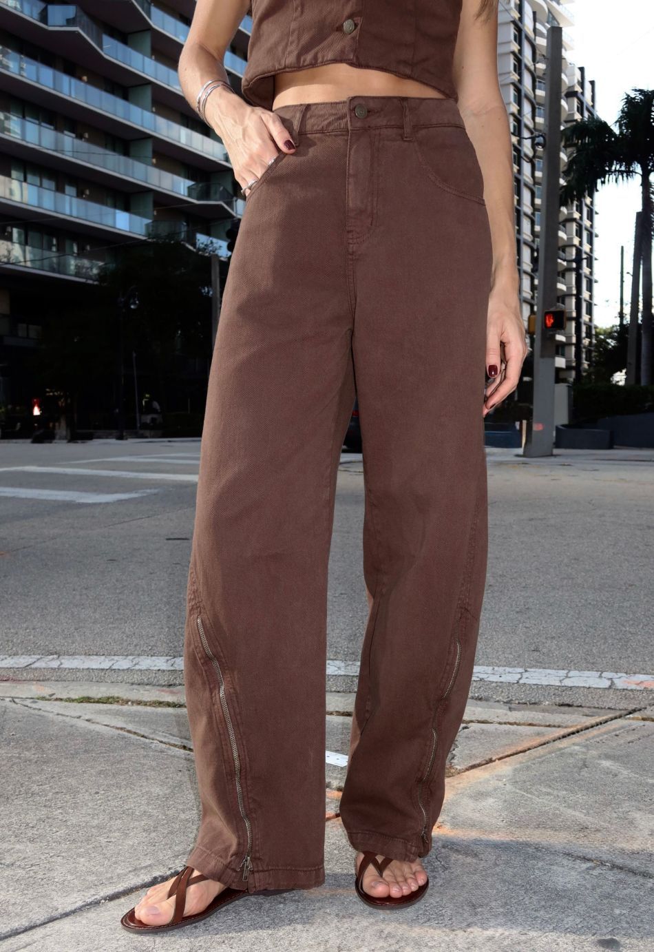 Alcance Jeans - Vest Pants Set Zipper Hem