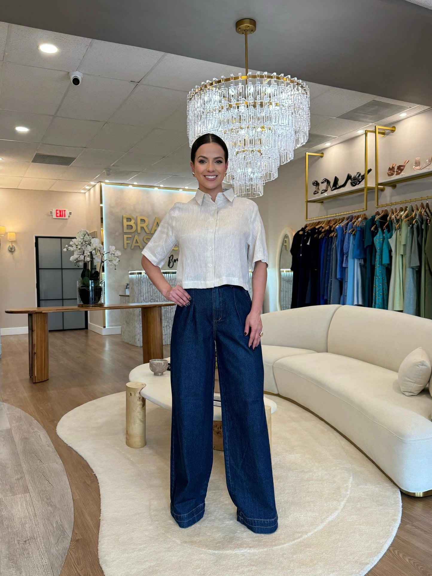 Lemon Basics - Linen Cropped Blouse