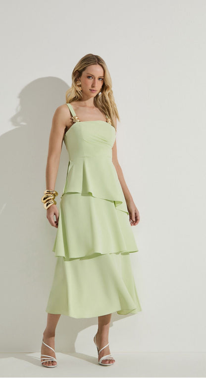 Isa Paes - Midi Dress with Ruffled Skirt