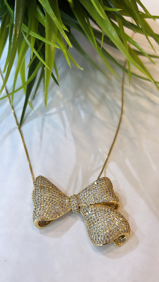 Nuria Necklace Bow w/ Rhinestones