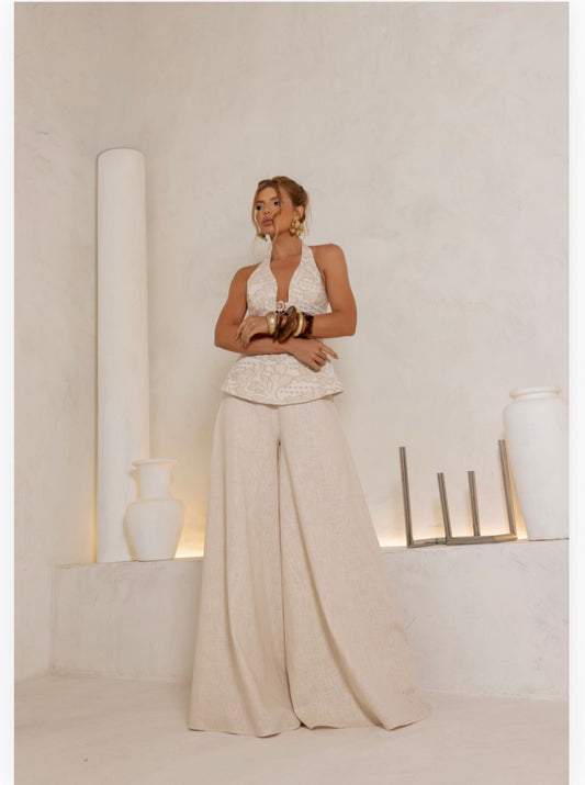 Closet Deluxe - Linen Jumpsuit W/ Buttons