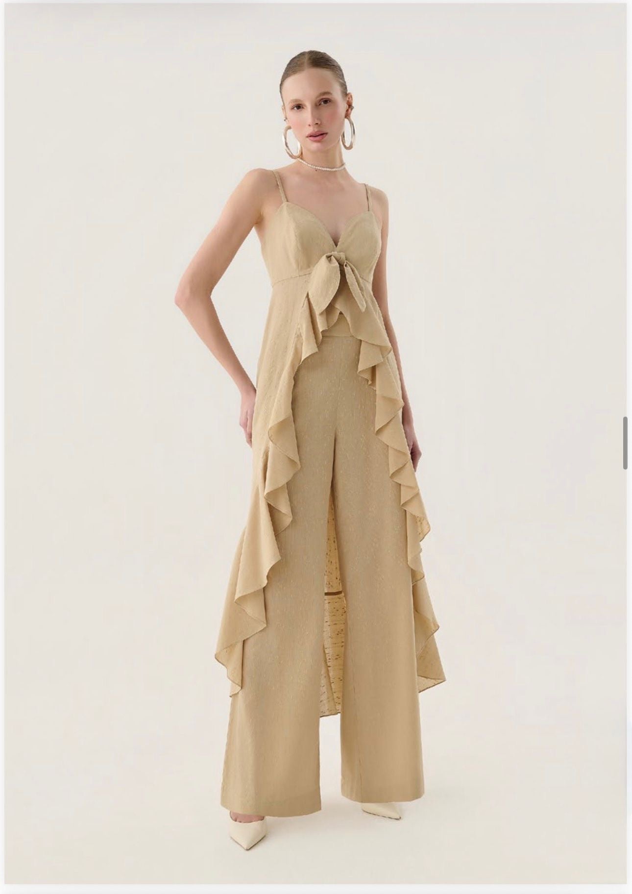 Lore - Cotton Texture Wide Leg Tunica Set