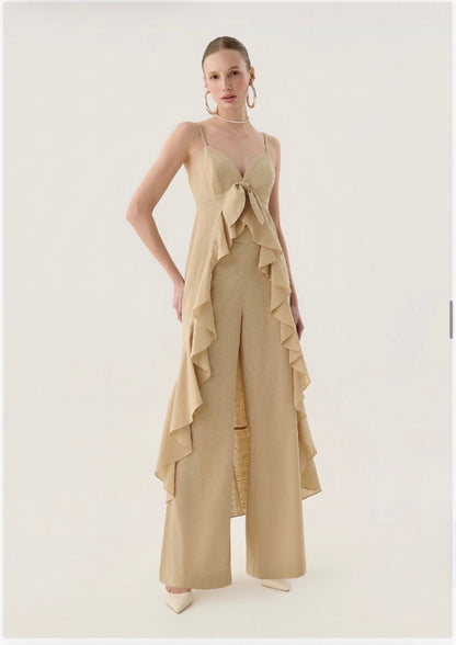 Lore - Cotton Texture Wide Leg Tunica Set