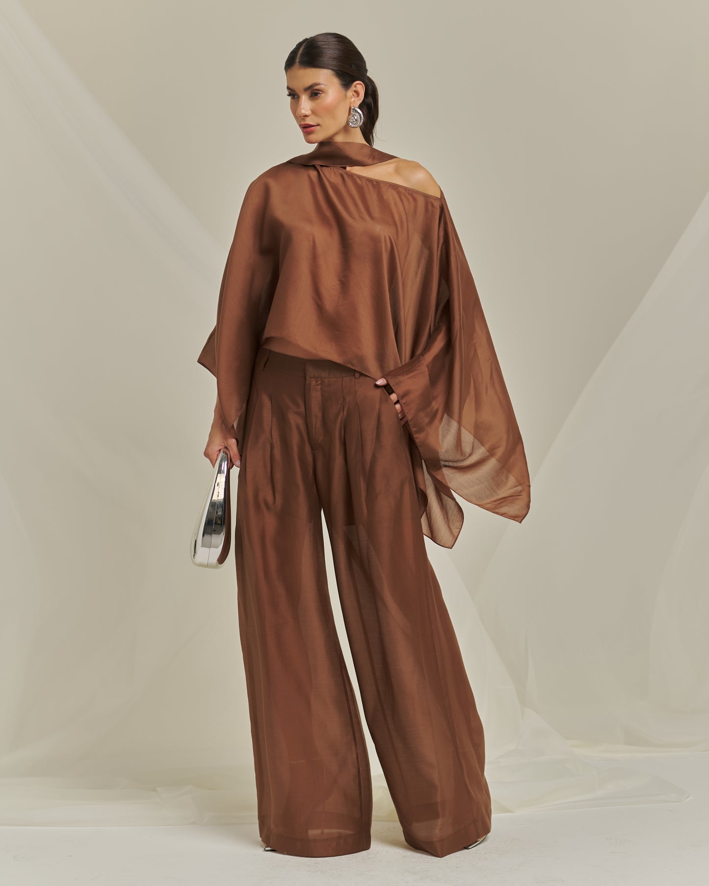 Bfly - Loose Square Blouse W/ Pants Set