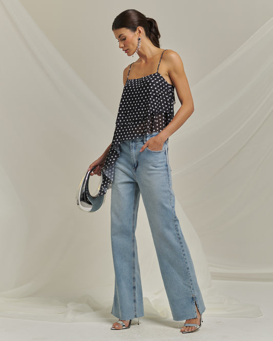 Bfly - Blouse with Ruffles and Polka Dots